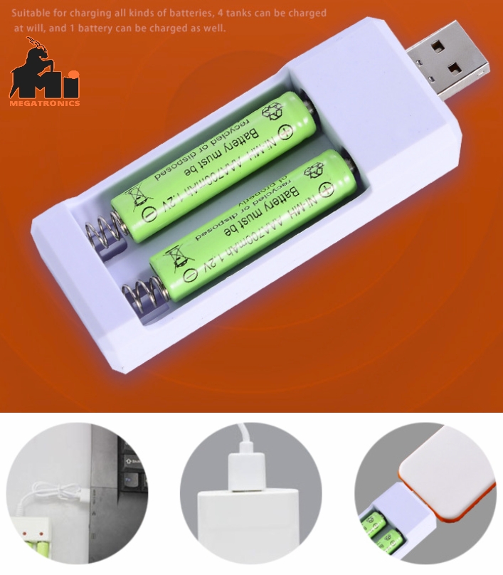 Dual slot USB 1.2V Ni-MH Ni-Cr AA/AAA battery charger