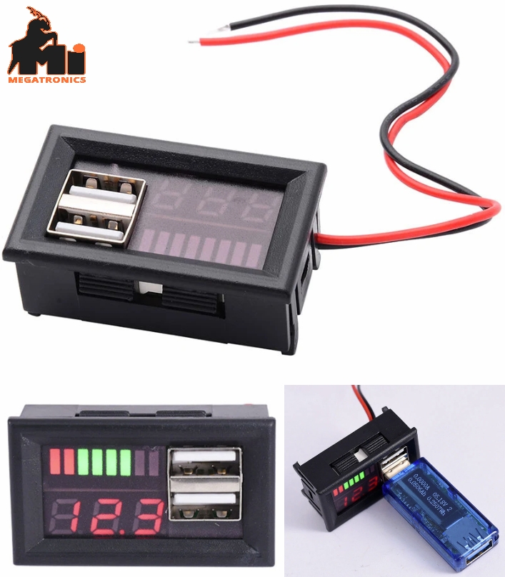 battery voltage meter USB 2A Voltmeter 12V 24V 36V 48V 72V Auto Li-ion Lead Acid