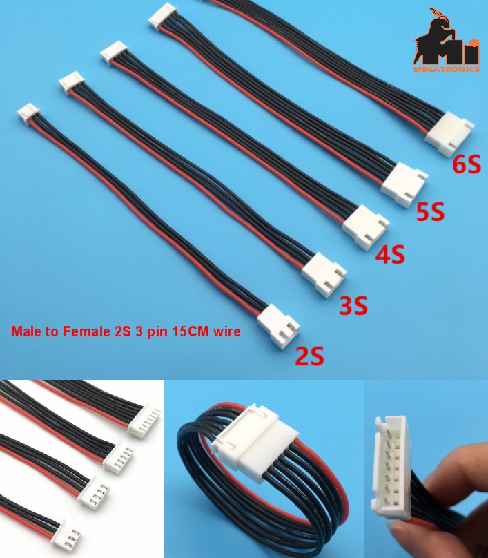 2S 3pin battery cable male to female double 15CM extension wire