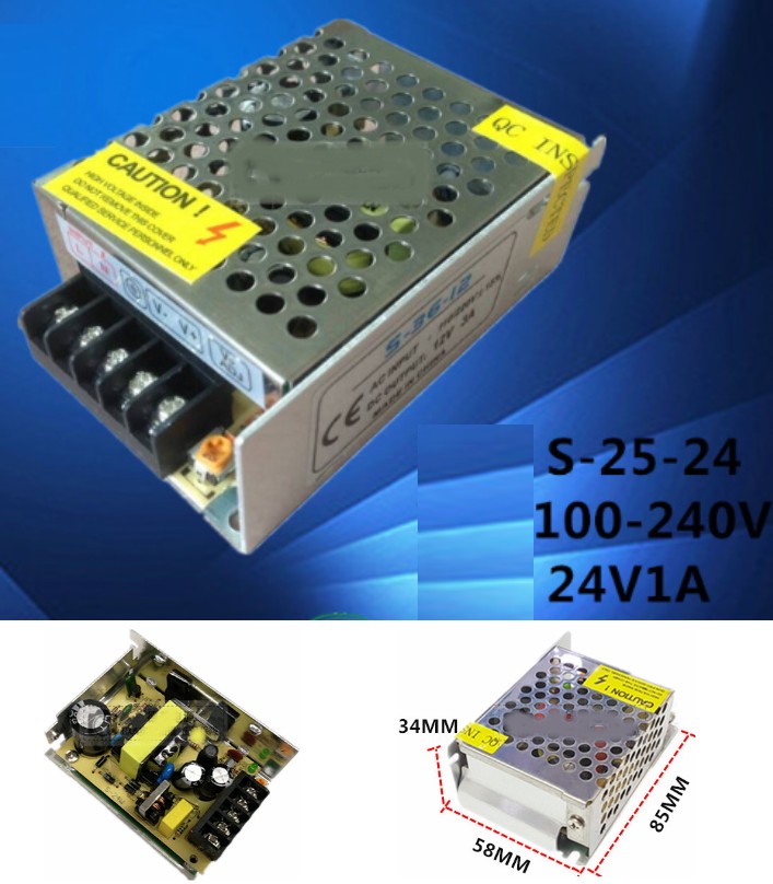 AC 110/220V- 24V 1A Switch Mode Power Supply 24W