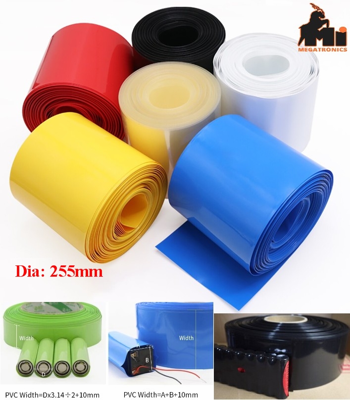 255mm 1meter PVC heat shrinkable tube LiPO NiMH NiCd heat shrink wrapping