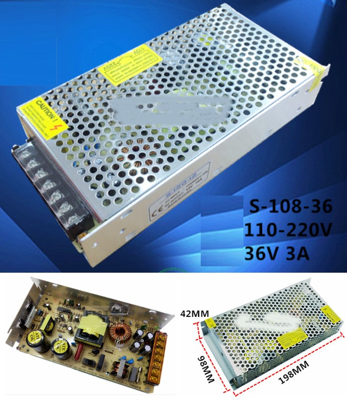 AC 110/220V- 36V 3A Switch Mode Power Supply 108W