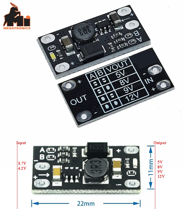 DC-DC Booster Step Up Converter 3.7V-4.2V to 5V 8V 9V 12V Output mini power supp