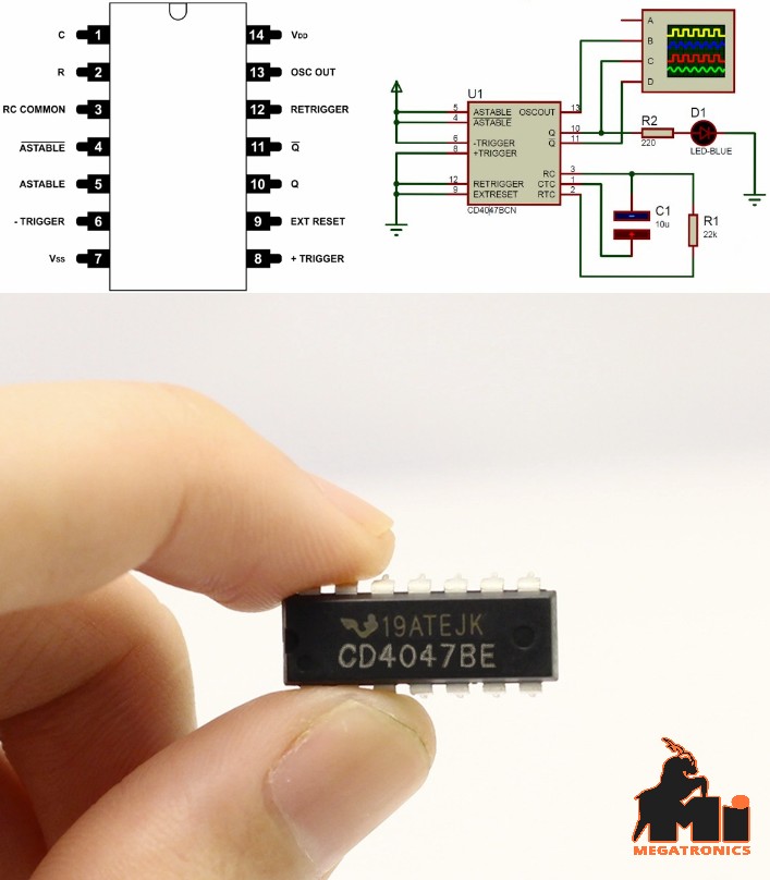 CD4047BE CD4047 CMOS Low-Power Monostable Astable Multivibrator DIP-14 logic gat