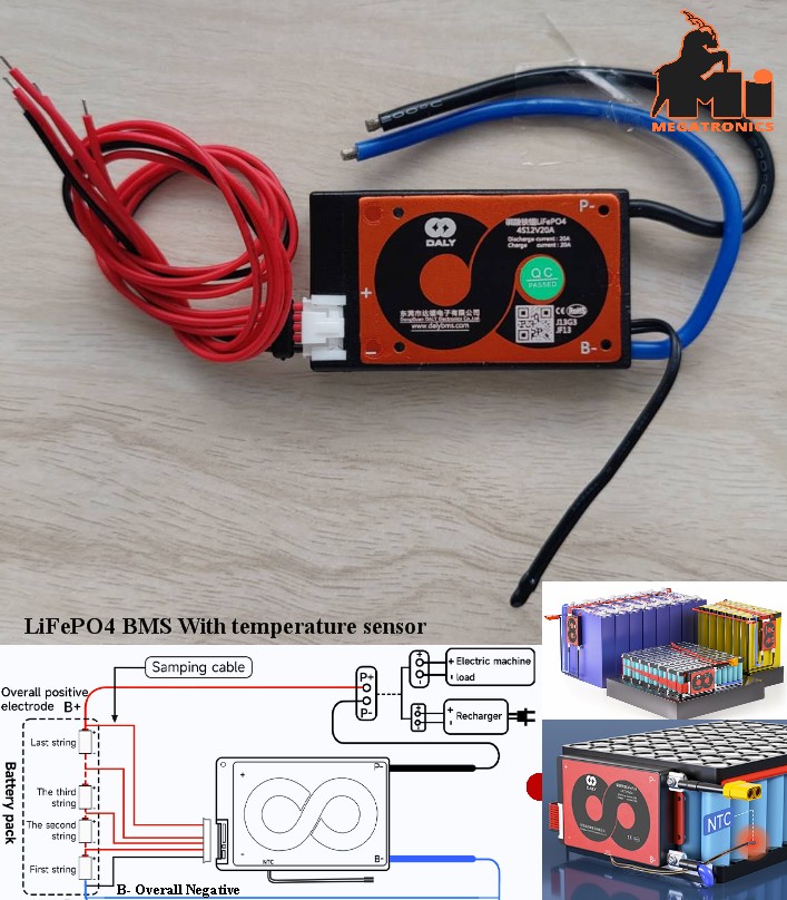 DALY H Series Standard LiFePO4 battery BMS 12V 4S 20A with NTC Sensor Balance Fu