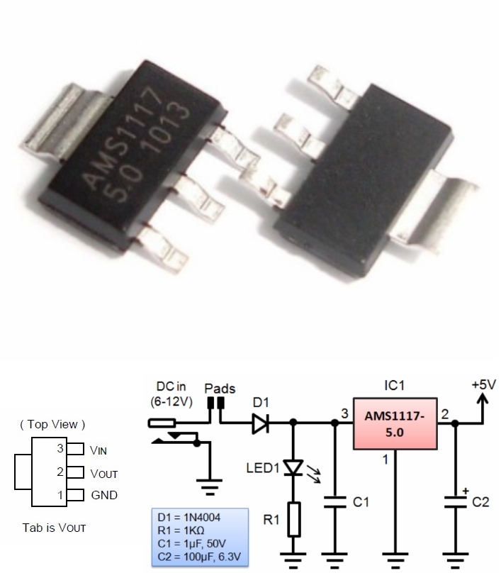 AMS1117-5.0V 5V Fixed voltage regulator SMD SOT223