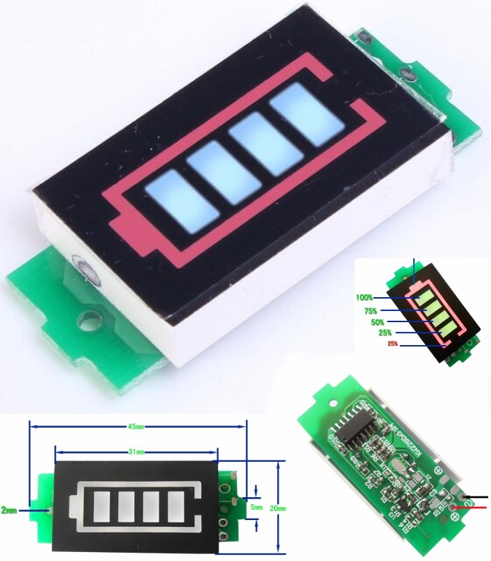 6S battery voltage indicator display 19 to 26V voltmeter voltage meter