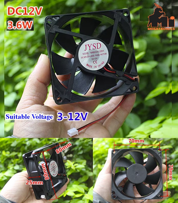 8025 computer cooling fan 5V-12V 3.6W suitable for voltage chassis cooling fan