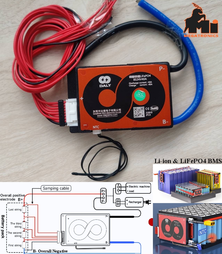 DALY H Series Standard LiFePO4 battery BMS 24V 8S 40A with NTC Sensor Balance Fu
