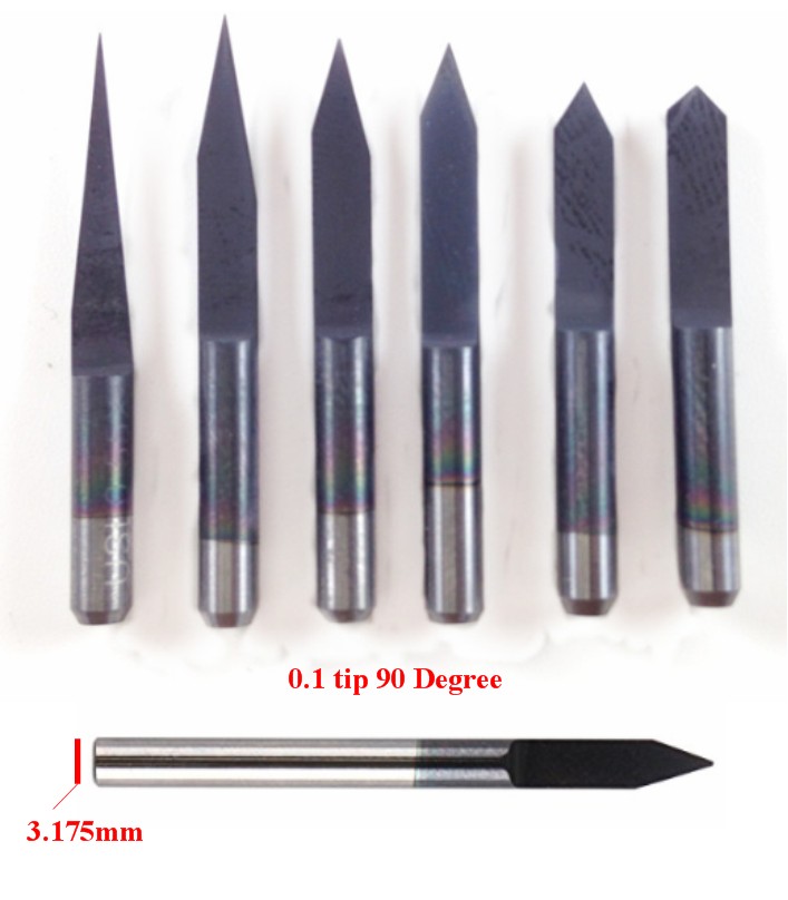 0.1mm 90 degree PCB drill v-shape bit CNC 3.175