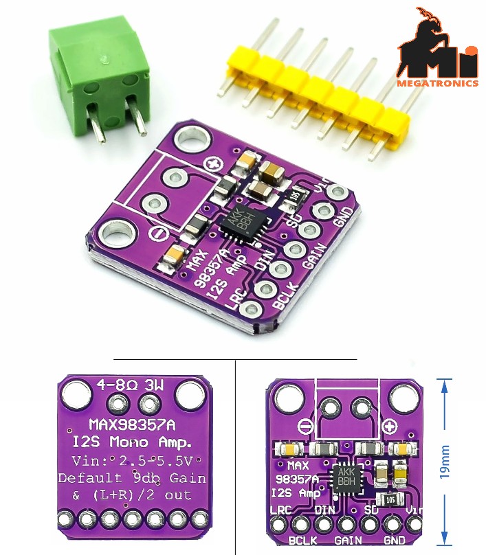 MAX98357 I2S PCM Digital audio Amplifier Board Class D DAC Decoder 3W