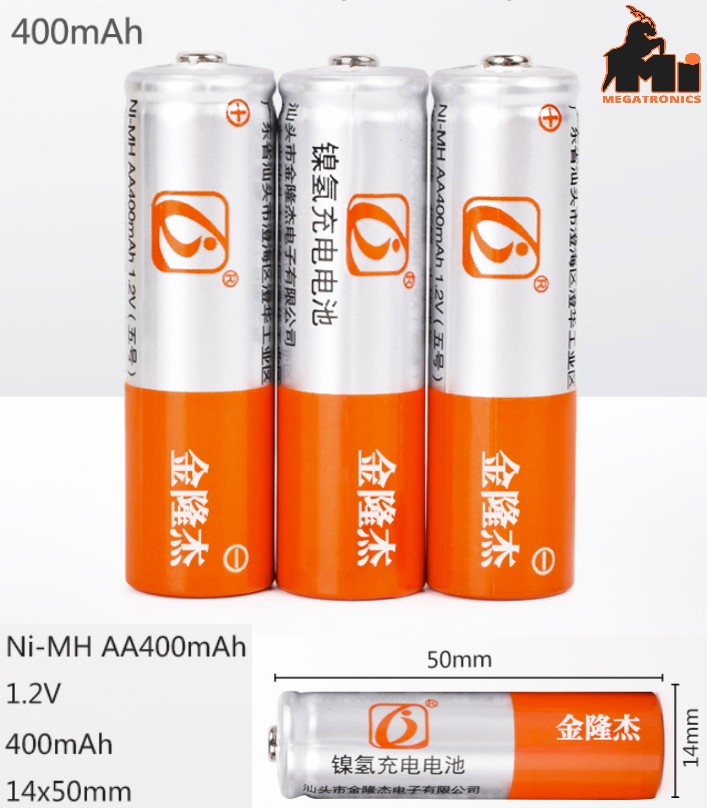 3pcs 1.2v 400mAh AA rechargeable battery cell