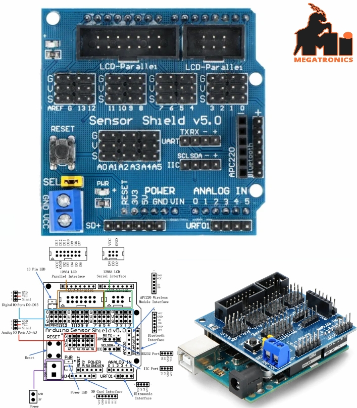 Arduino uno r3 sensor shield v5.0 for digital analog module