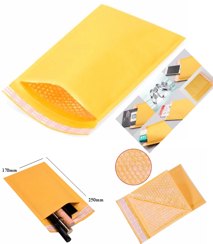 bubble Padded Envelope 17x25cm Yellow Kraft Bag sh