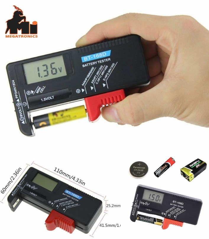 BT168-168D Digital battery tester volt meter AA/AAA/C/D/9V/1.5V Button Cell Batt