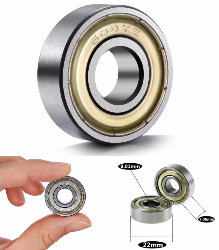608ZZ Ball Bearing Non Flanged  8mm Bore, 22mm OD