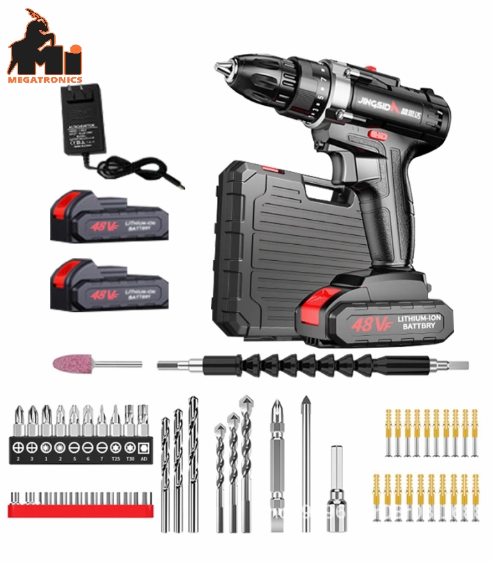 Dual battery 48V Electric screwdriver Cordless drill Multi-speed torque adjustme