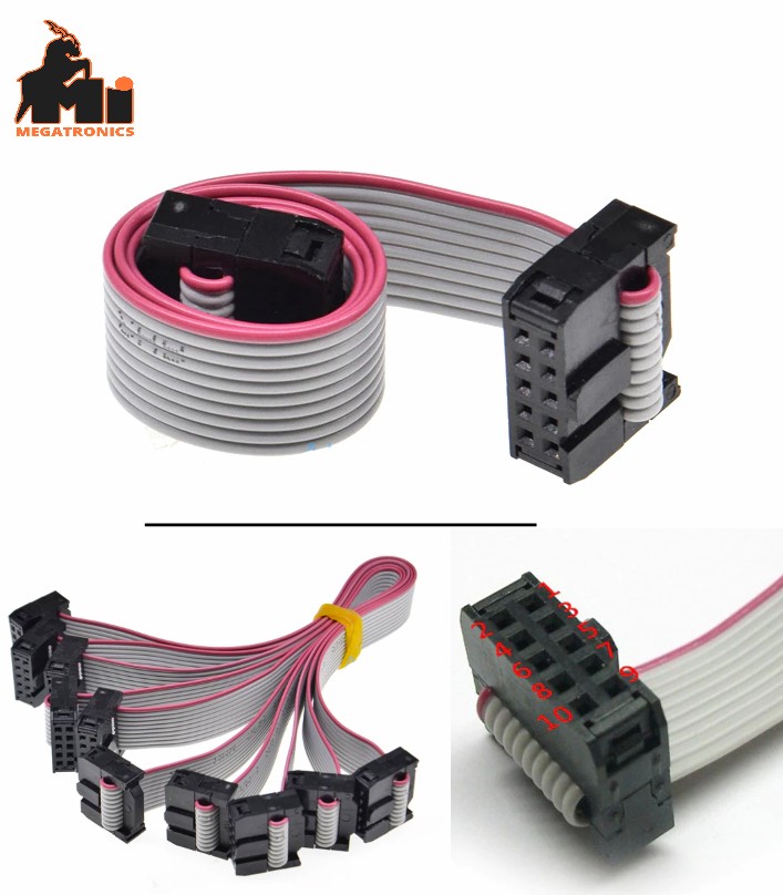 10pin Socket data cable wire Socket IDC cable FC-10P JTAG 48CM AVR 2.54mm