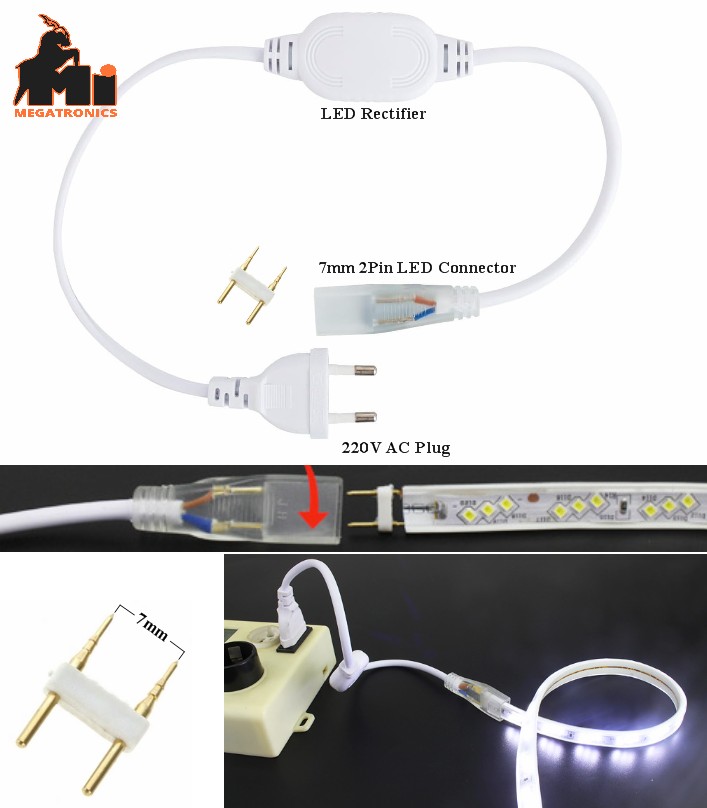 AC 220V rectifier LED Strip Connector Power Supply Adapter Cable cord 5050 2835 