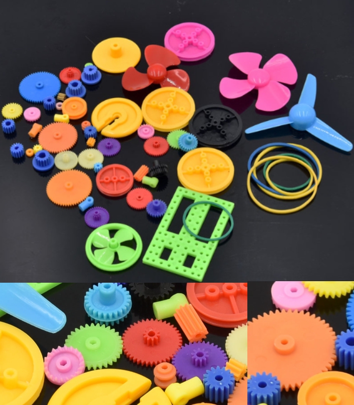 NEW Colorful DIY 55 kinds of color plastic gear Gearbox toy car Motor gear 