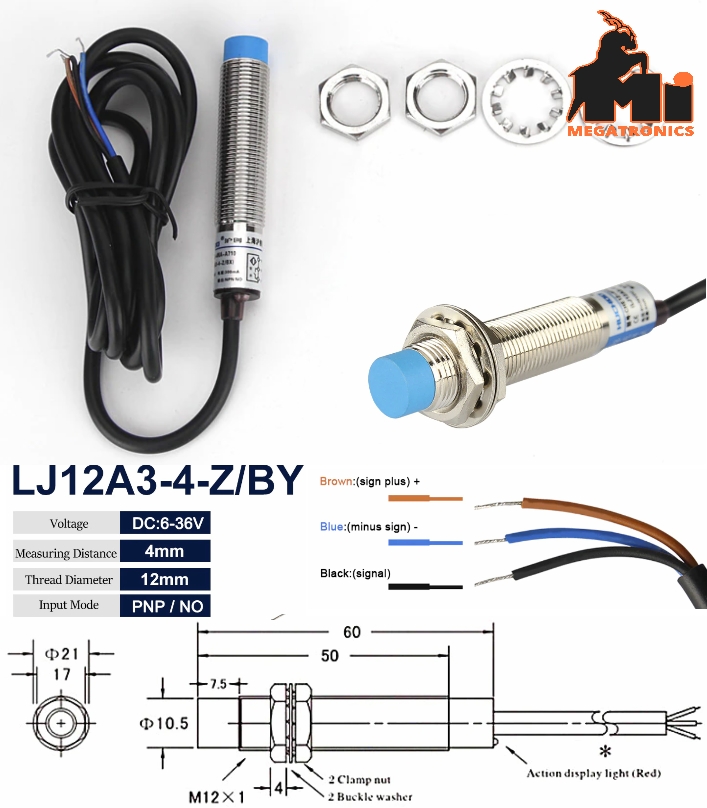 Inductive Proximity Sensor Switch LJ12A3-4-Z/BY 4mm PNP Normally Open (NO) 3-Wir