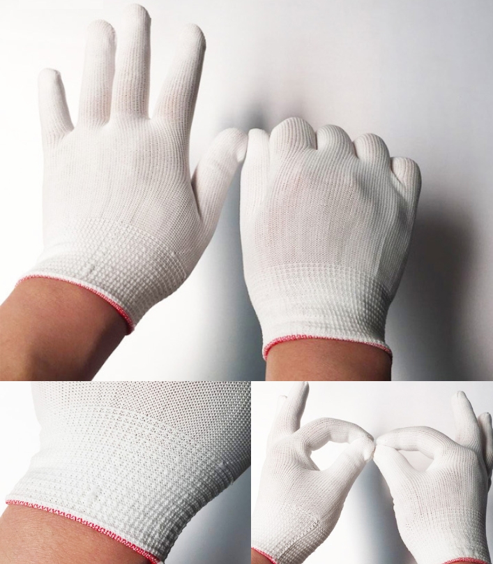 Electronic anti-static thin Nylon white gloves 13 knitted thread gloves core