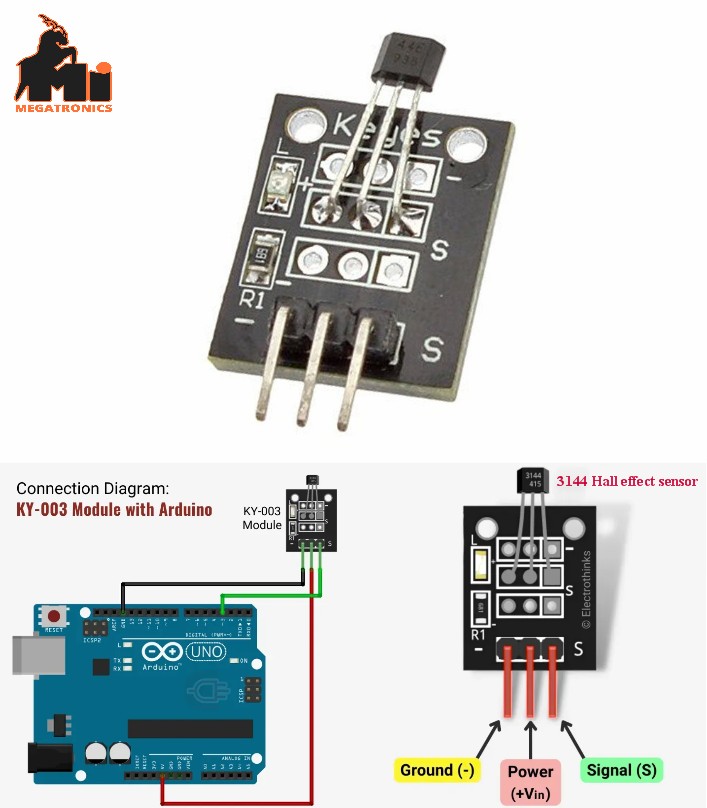 Hall Effect sensor KY-003 Magnetic Sensor DC 5V 3144EUA-S Arduino PIC AVR Smart 