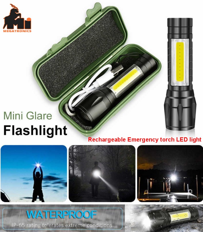 LED Torch Flashlight COB Reader Lamp rechargeable 