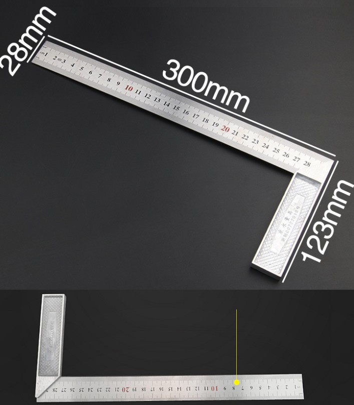 Aluminum L Shaped Angle Ruler Measuring Tool 0mm to 300mm