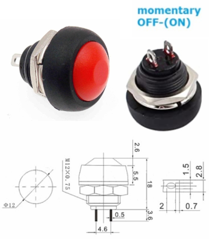 PBS-33B RED momentary push button switch waterproof