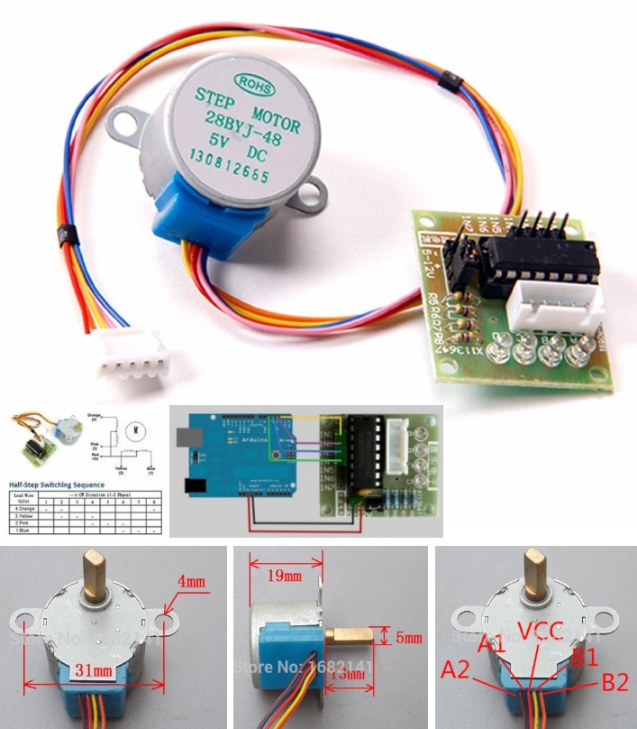 5 wires Stepper Motor with ULN2003 Driver Board