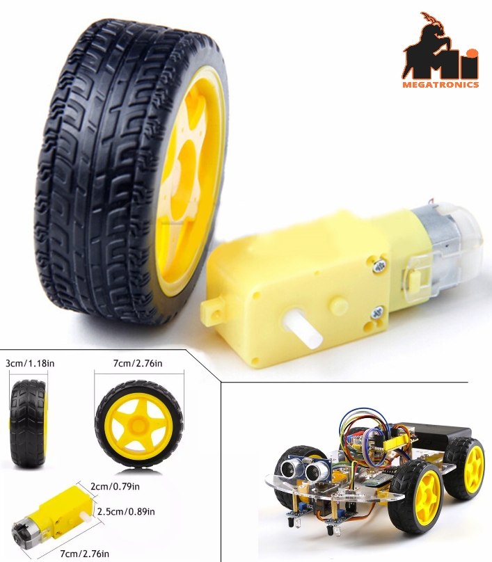 DC 3V-6V Yellow Gearbox Motor with Wheel tyre TT motor tire 5V