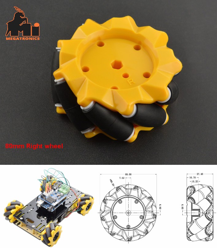 80mm Right side Mecanum Omni-directional Wheel ROBOT Smart chassis tyre tire
