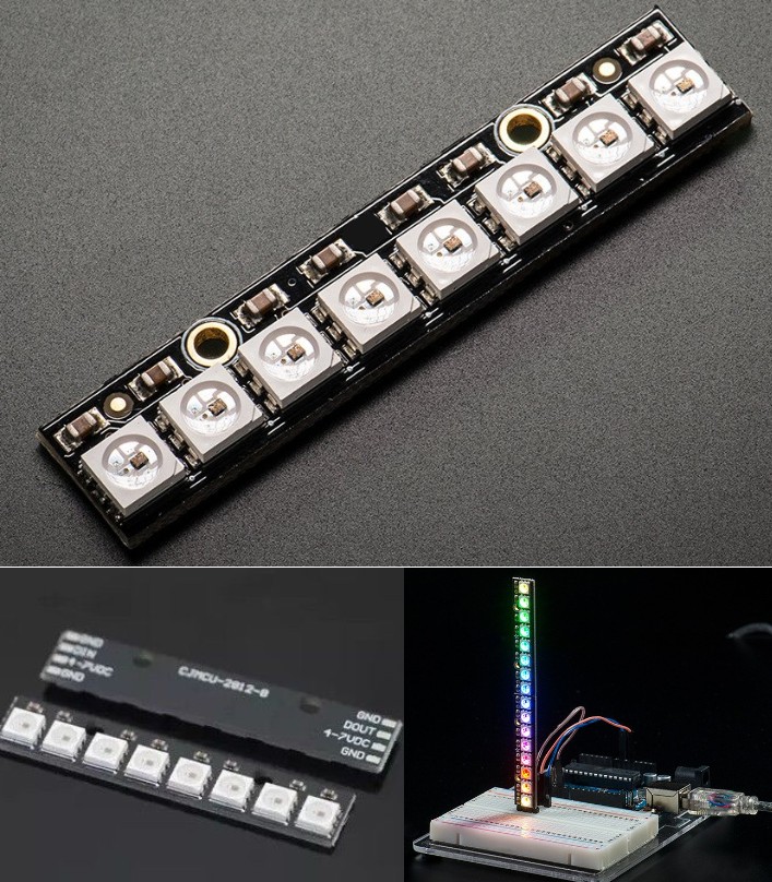 NeoPixel Stick 8x5050 RGB LED+Integrated WS2812 driver led strip stick 8-bit PWM