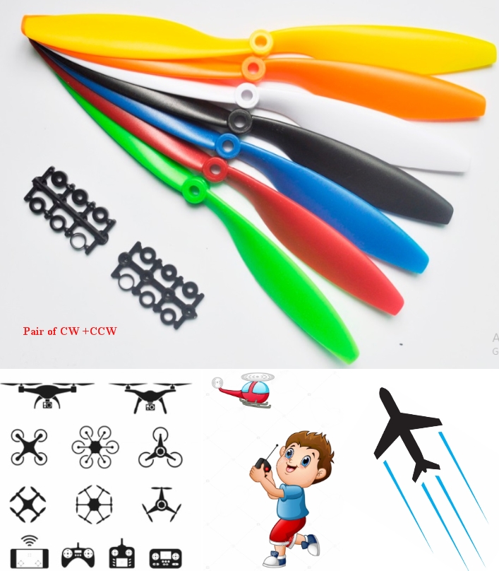 CW+CCW Black 1045 Multiaxial ABS blade propellers