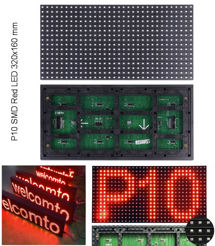 P10 Red SMD LED display panel plate 320x160mm single red color