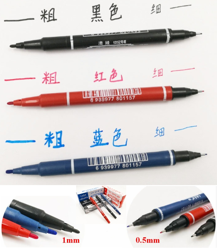 Pack of 3 Double headed marker red black blue set