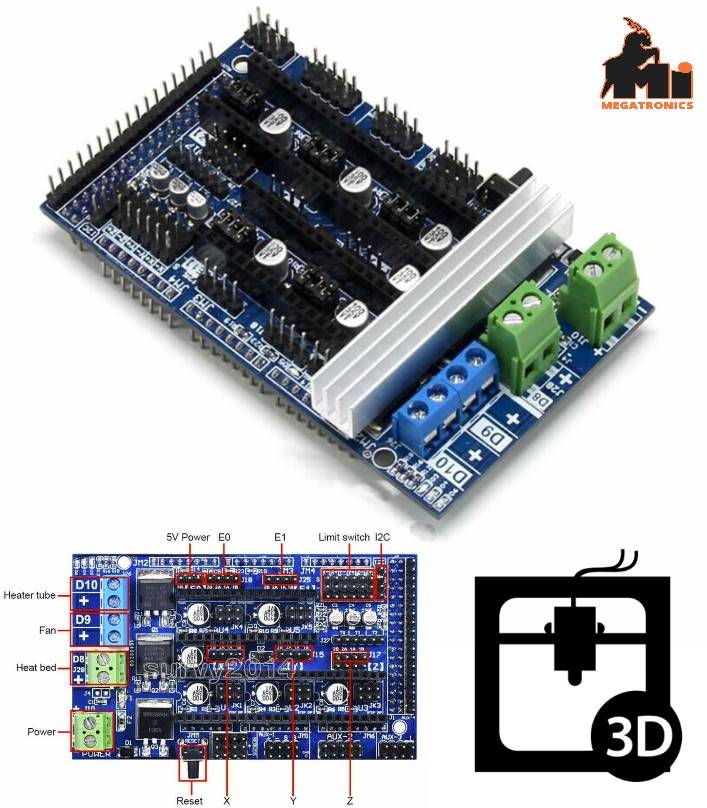 3D Printer Controller Board Shield for RAMPS 1.6 Upgrade Base On Ramp 1.4 1.5