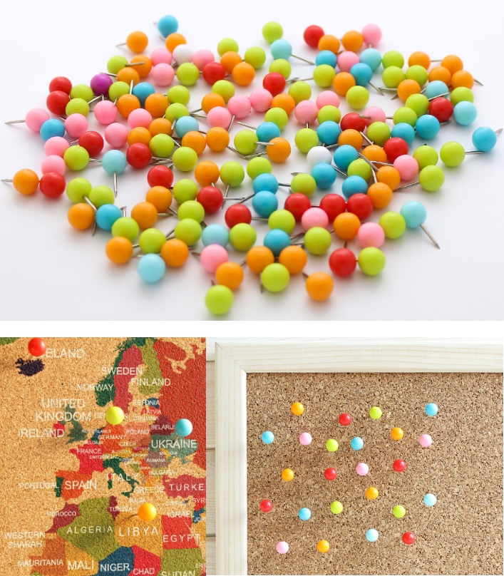 Round Ball head Push Cork Pin for Travel map board