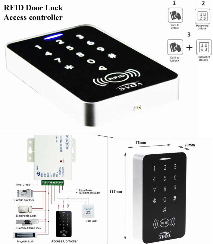 5YOA B10 RFID Access Control door lock System Secu