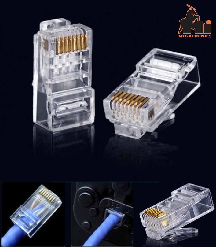 RJ45 8P8C CAT6 Crystal Head Modular Plug Gold Plated Network Connector modem rou