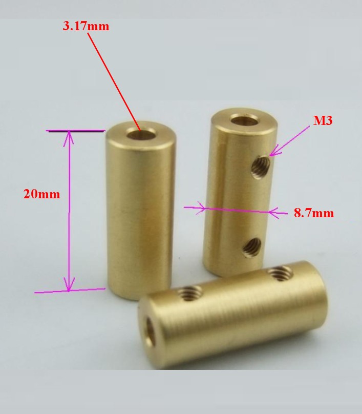 copper coupling 3.17 to 3.17 coupler shaft rod