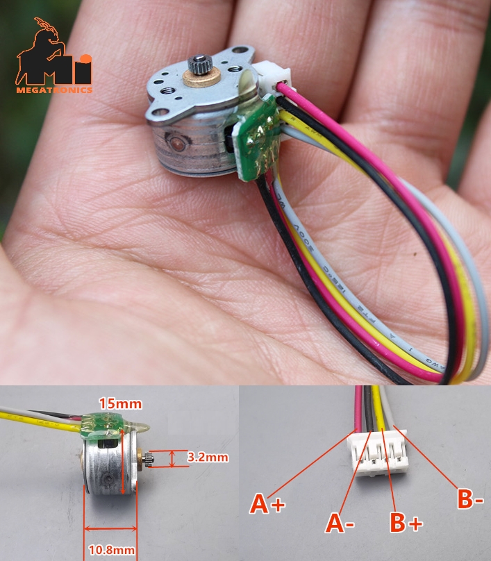 1PCS 15 mm 2-Phase 4-wire Stepper Motor With 52 mm Rod pour Arduino Robot 