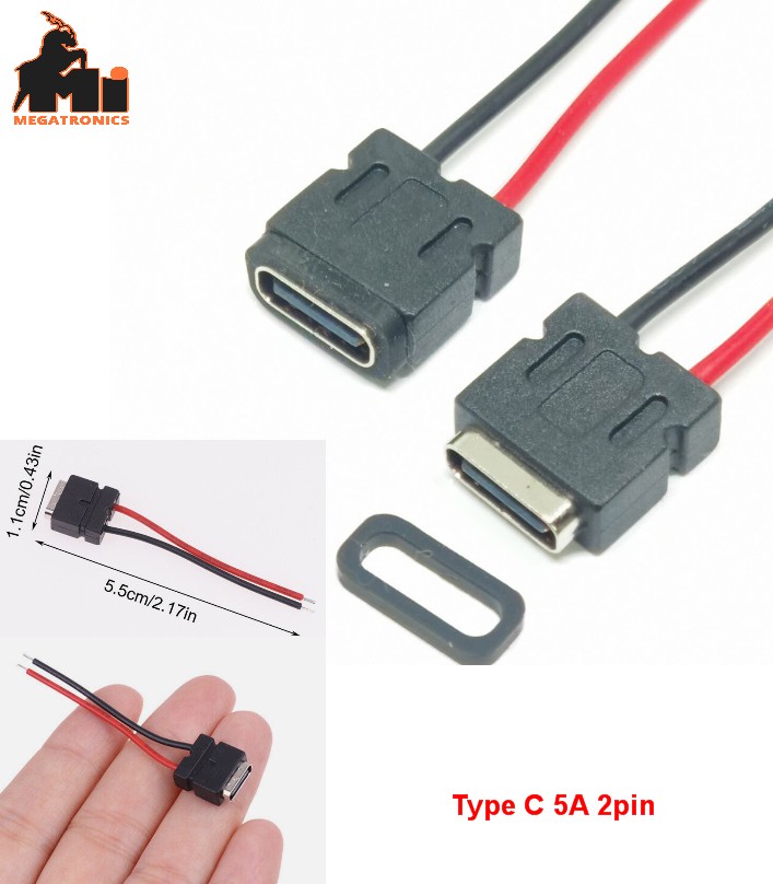 USB3.1 Type-C Connector Wire Waterproof Charging 2Pin Female Socket seat jack ty