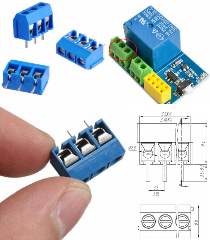 3pins 5.08mm Blue Terminal block connector