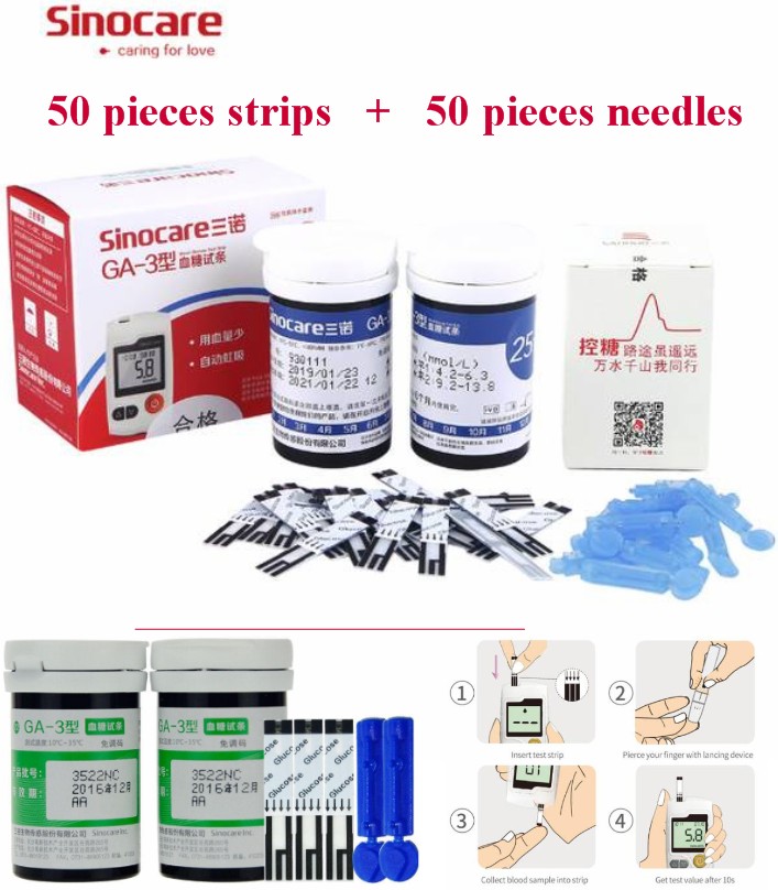 GA-3 Blood Glucose sugar Meter 50 Strips+needles 50 pieces each