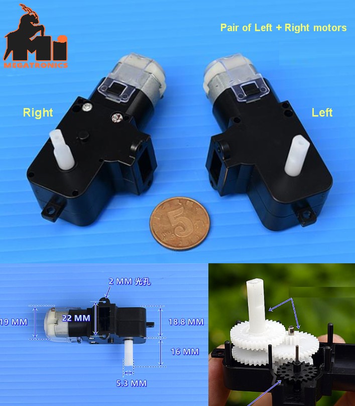 Robot remote control car gear motor 5V L+R set worm gear motor