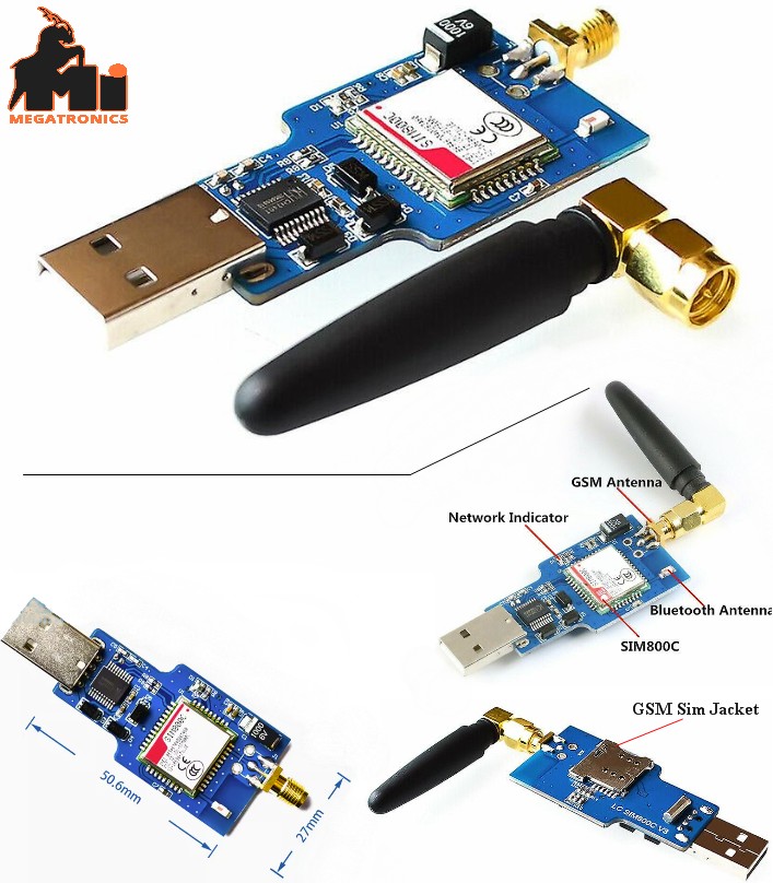 USB to GSM Serial GPRS SIM800C Module with Bluetooth Computer Control Calling wi