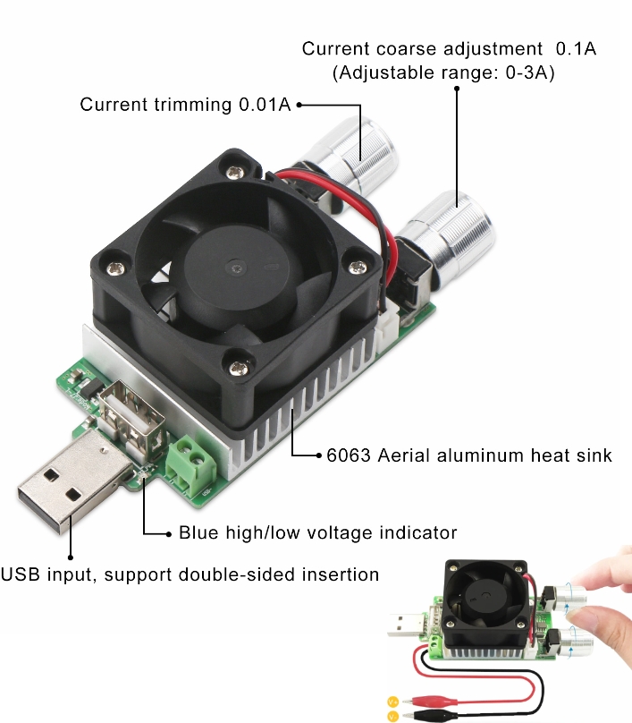 35W USB DC load resistance battery capacity tester