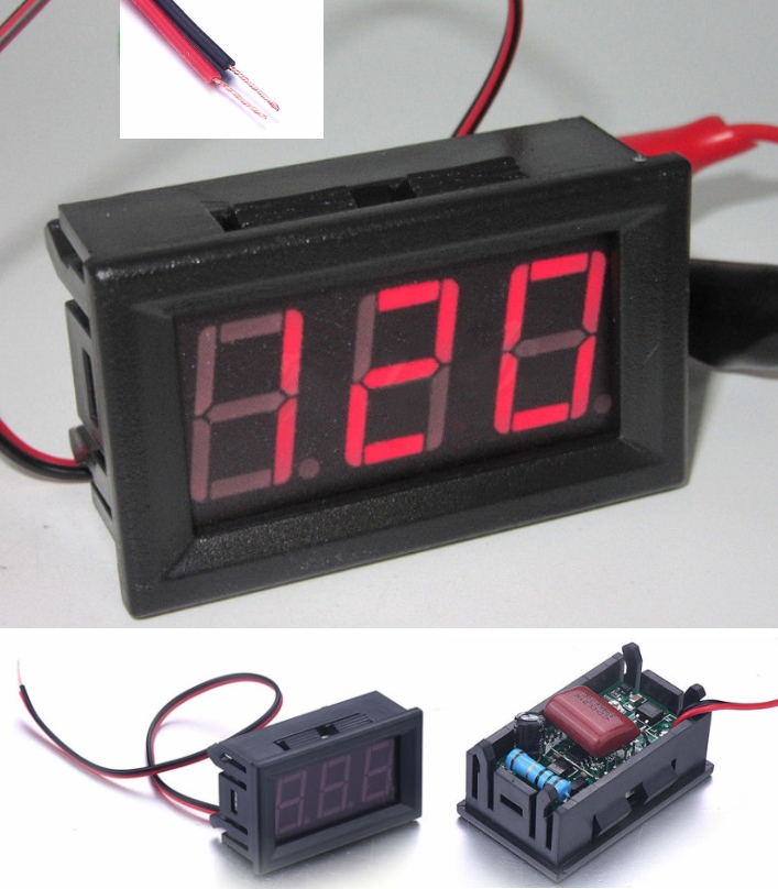 Voltmeter AC 70-500V 2 Wire Red LED Pane Display V